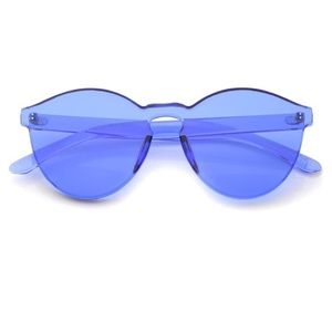 Frameless Acrylic Blue Transparent Sunglasses